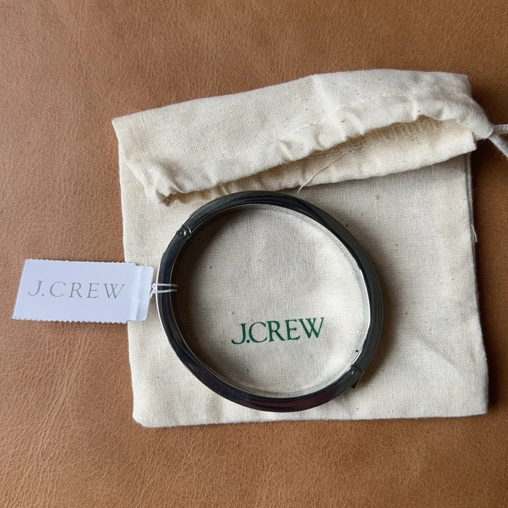 J. Crew Silver Hinge Bangle Bracelet NEW NWT